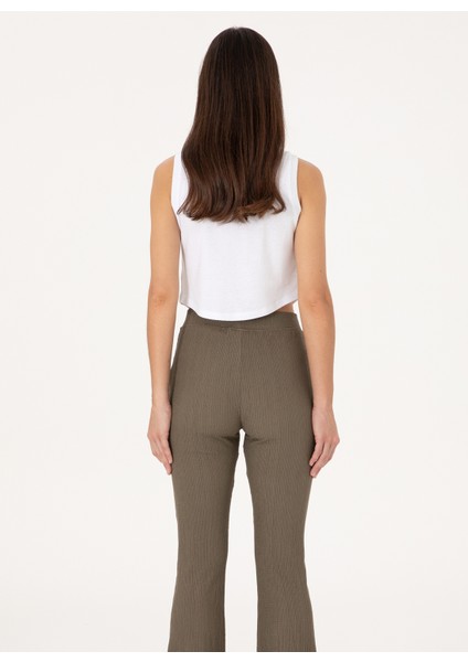 Lastikli Bel Flare Vizon Kadın Pantolon Selena fırsatları