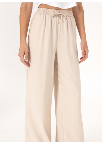 Lastikli Bel Loose Fit Taş Kadın Pantolon Ecole fiyatları
