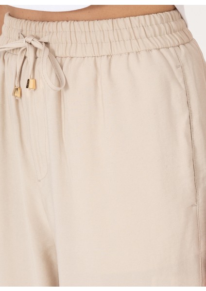 Lastikli Bel Loose Fit Taş Kadın Pantolon Ecole indirimleri