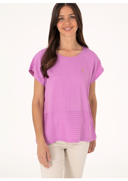 Bisiklet Yaka Fuşya Kadın T-Shirt Seden