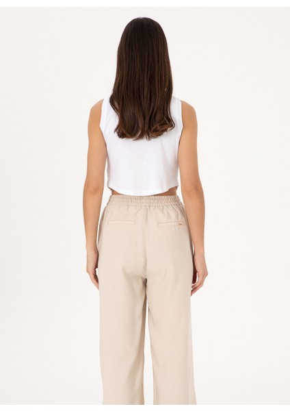 Lastikli Bel Loose Fit Taş Kadın Pantolon Ecole fırsatları