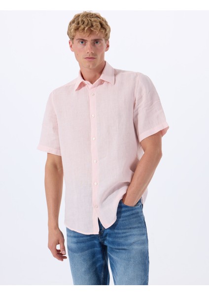 Regular Fit Gömlek Yaka Açık Pembe Erkek Gömlek Rash fiyatları