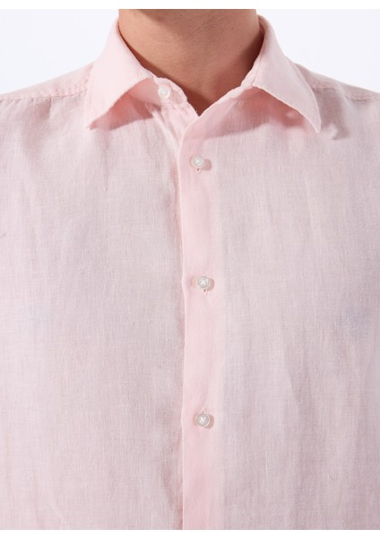 Regular Fit Gömlek Yaka Açık Pembe Erkek Gömlek Rash indirimleri