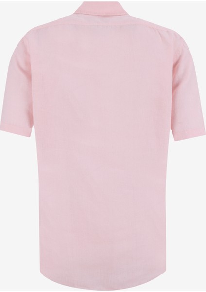 Regular Fit Gömlek Yaka Açık Pembe Erkek Gömlek Rash