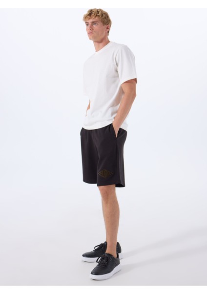 Siyah Erkek Lastikli Bel Relaxed Sweat Şort 50534953_DAMTUS 10266045 01