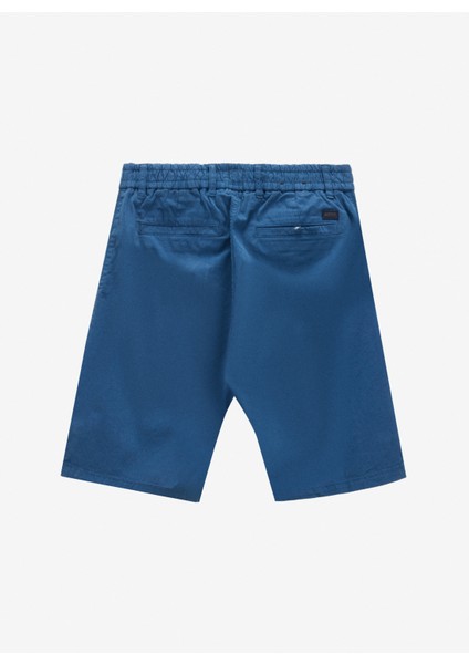 Koyu Mavi Erkek Bağlamalı Bel Tapered Fit Şort Chino-Tapered