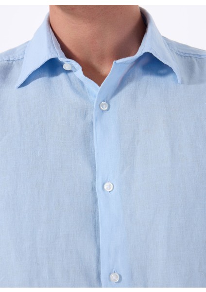 Regular Fit Gömlek Yaka Mavi Erkek Gömlek Rash fırsatları