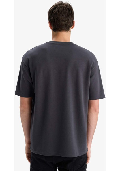 Oversize Geniş Kalıp Bisiklet Yaka Basic Düz Kısa Kollu Kısa Kollu Tişört X3926AZ25AU