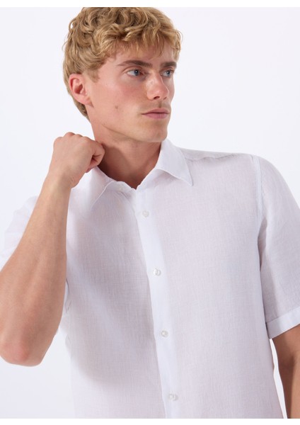 Regular Fit Gömlek Yaka Beyaz Erkek Gömlek Rash