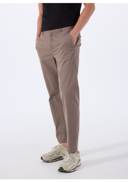Kahve Erkek Normal Bel Tapered Fit Chino Pantolon Chino-Tapered