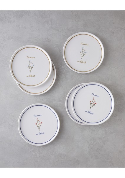 Lamour Seramik 6'lı Pasta Tabağı 20 cm Renkli