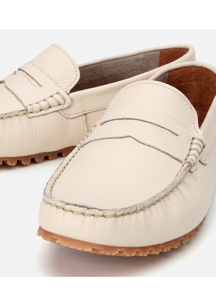 02AYH302710A400 ERKEK Deri Ekru Esnek Tabanlı Günlük Loafer