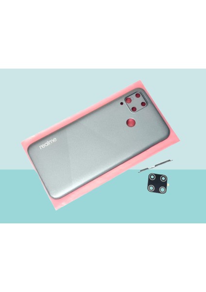 - Oppo C15 Full Kasa Arka Kapak Batarya Kapağı - Gri