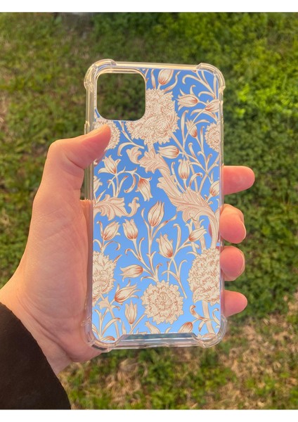 Iphone 11 Pro Max Uyumlu Aynalı Lale Desenli Darbe Kamera Korumalı Silikon Telefon Kılıfı
