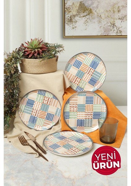 Etnik Hitit Pasta Tabağı 20 cm 4 Adet 22552