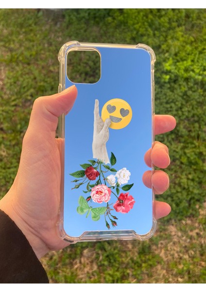Iphone 11 Pro Max Uyumlu Aynalı Emoji Desenli Darbe Kamera Korumalı Silikon Telefon Kılıfı