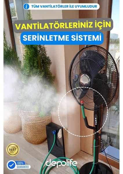Vantilatör Serinletme Sistemi Buharlama Sisleme Misting Cafe Bahçe Balkon Veranda Su Buhar Püskürtme