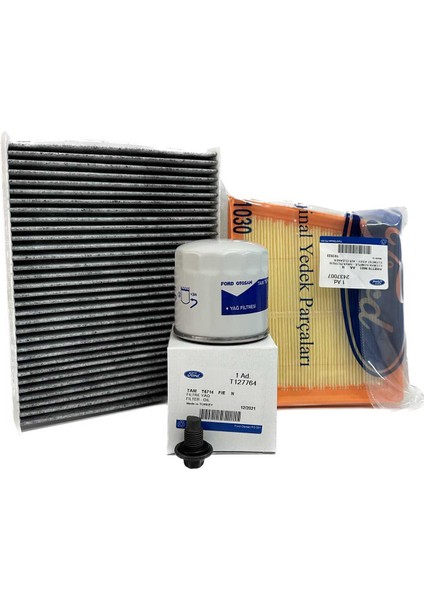 Ford Fiesta 1.25 1.4 1.6 Benzinli Filtre Bakım Seti 2009-2017 Hava+Yağ+Karbonlu Polen Filtresi