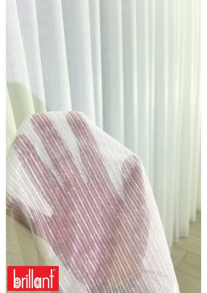 Parlak Çizgili 1/2 Seyrek Pileli Ütü İstemez Kırışmaz Düz Çizgili Tül Perde