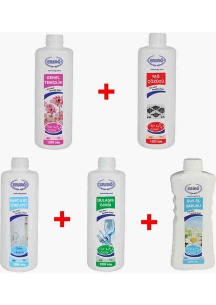 Genel Temizlik + Banyo Wc Temizleyici + Bulaşık Sıvısı + Sıvı Sabun + Yağ Çözücü