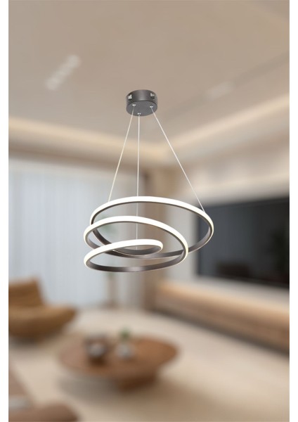 Modern Siyah Space Model 3 Renk (Beyaz & Sarı & Günışığı) LED Avize