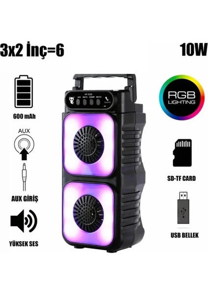 Polygold LF1576 Rgb Ledli Mikrofonlu Radyolu Bluetooth Hoparlör fırsatları