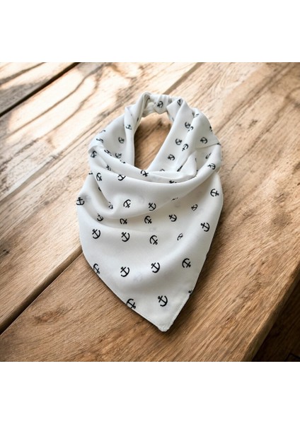 Beyaz Renk Denizci Desenli %100 Koton Bandana fiyatları