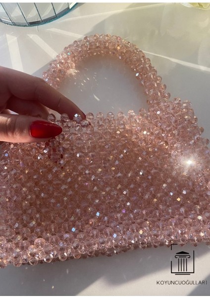 El Yapımı Pembe Boncuk Çanta modelleri