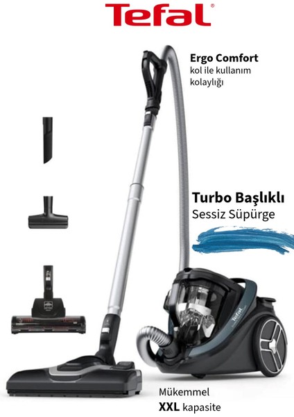 Turbo Başlıklı Sessiz Silence Force Cyclonic Effitech Animal Toz Torbasız Elektrikli Süpürge 900W