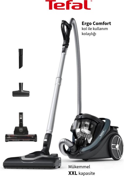 Turbo Başlıklı Sessiz Silence Force Cyclonic Effitech Animal Toz Torbasız Elektrikli Süpürge 900W
