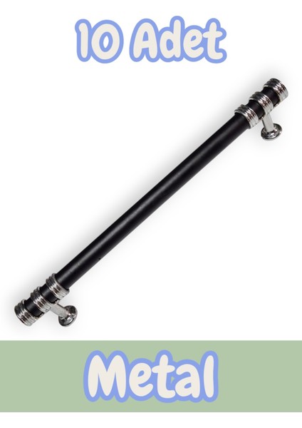 Nesli Alüminyum Metal Lüks Modern Mobilya Çekmece Mutfak Dolabı Kulpu Siyah-Krom 192MM (10 Adet)