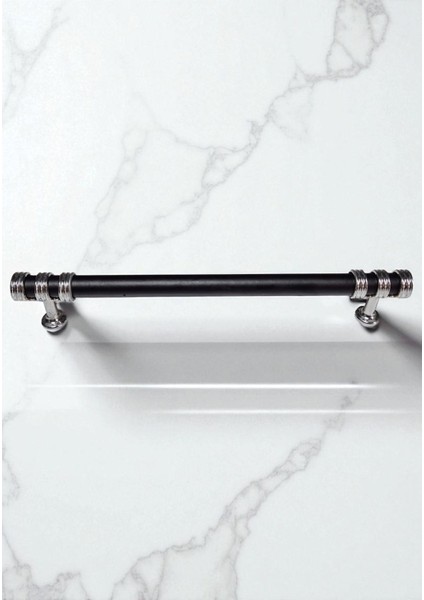 Nesli Alüminyum Metal Lüks Modern Mobilya Çekmece Mutfak Dolabı Kulpu Siyah-Krom 192MM (10 Adet) fırsatları