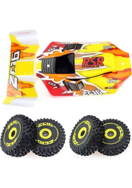 Rc Araba Gövde Kabuğu Kuyruk Kanat ve Jant Lastik Seti Wltoys 144001 144010 1/14 Rc Araba Yükseltme Parçaları Yedek Aksesuarlar (Yurt Dışından)