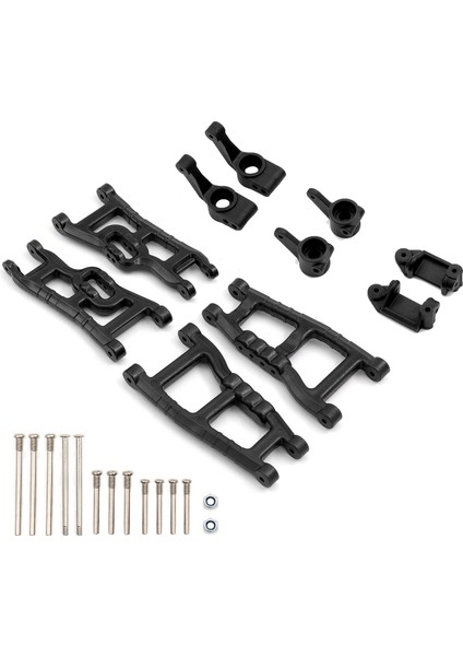Ön ve Arka Süspansiyon Kolları Castor Direksiyon Blokları ve 1/10 4x4 Kısa Kulvar Araba Için Arka Kazık Şaft Taşıyıcı, Siyah (Yurt Dışından)