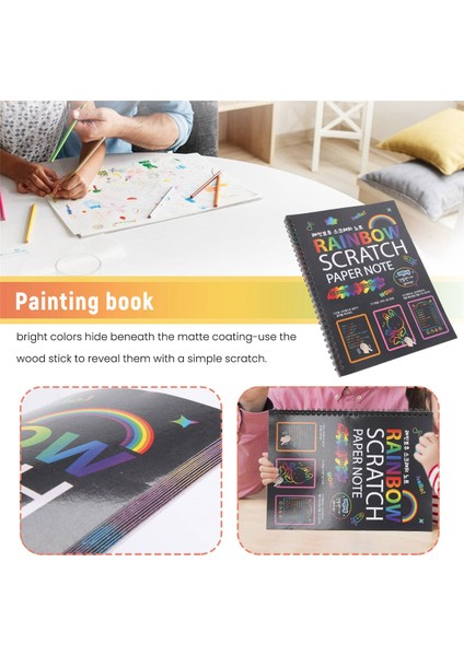19X26 cm Büyük Sihirli Renk Gökkuşağı Kazı Kazan Kağıt Not Defteri Siyah Diy Çizim Oyuncaklar Kazıma Boyama Çocuk Doodle (Yurt Dışından) fırsatları