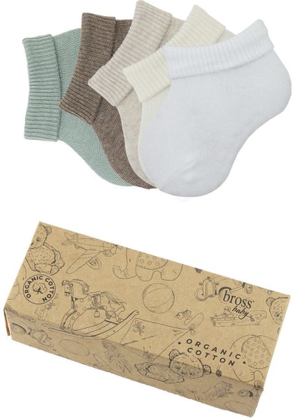 Kutulu 5li Organik Pamuk Bebek Çorap-1 ONL-01656