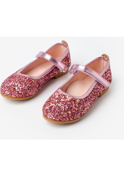 Pembe Simli Cırtlı Kız Çocuk Ayakkabı