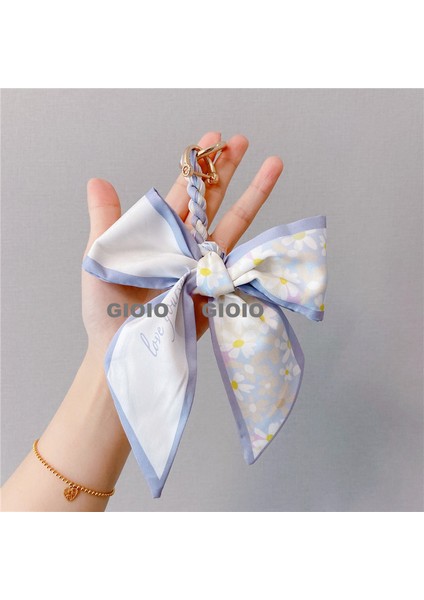 Gıoıo Yeni Ipek Eşarp Anahtarlık Kişiselleştirilmiş Inci Papyon Çanta Çekicilik Dokuma Anahtarlık (Yurt Dışından)