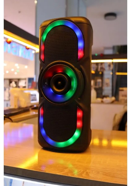 Forefo Kablosuz Kareoke Bluetooth Hoparlör 10 Watt Çoklu Giriş Ses Aygıtı Fe-335