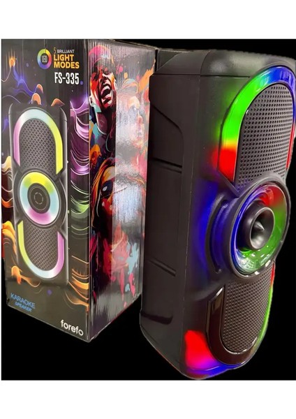 Forefo Kablosuz Kareoke Bluetooth Hoparlör 10 Watt Çoklu Giriş Ses Aygıtı Fe-335