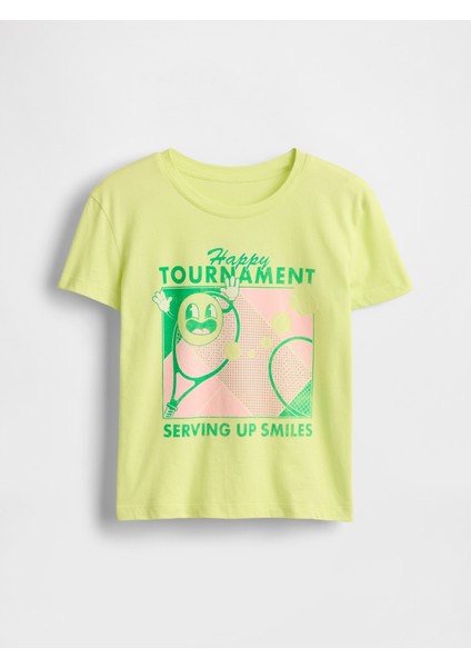 Kız Çocuk Sarı Grafik Baskılı T-Shirt fırsatları