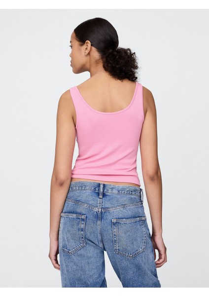 Kadın Pembe Yuvarlak Yaka Crop Atlet modelleri