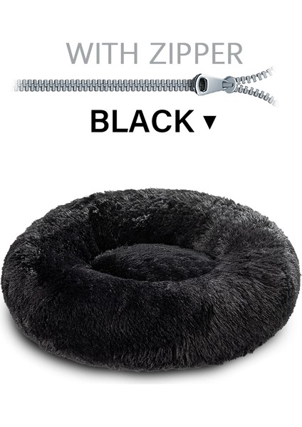 Gwll-Siyah Stil XS-40CM Yuvarlak Fermuarlı Pet Köpek Yatağı Büyük Küçük Köpek Kedi Evi Uzun Püsküllü Matara Koltuk Süper Yumuşak Evcil Hayvan Yatağı Kulübe Köpek Sakinleştirici Yatak (Yurt Dışından)