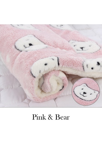 Ayı Tarzı Pembe 32X25CM Köpek Yatağı Kedi Yumuşak Polar Ped Mat Minder Yatak Mat Yastık Ev Yıkama Halı Sıcak Tutma (Yurt Dışından)