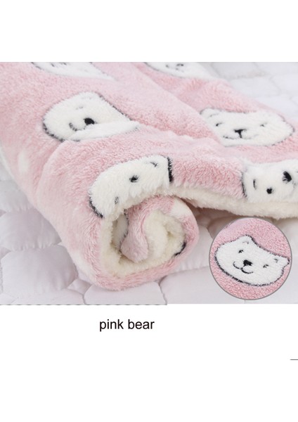 Pembe Ayı Stili 49CMX32CM Yumuşak Polar Ped Yorganı Flanel Kalınlaştırılmış Pet Yatak Matı Köpek Kedi Koltuk Yastığı Ev Halısı Sıcak Tutma Uyku Örtüsü (Yurt Dışından)