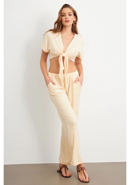 Kadın Vanilya Bağlamalı Bürümcük Takım Q1012