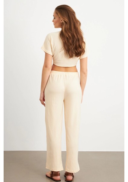 Kadın Vanilya Bağlamalı Bürümcük Takım Q1012 modelleri