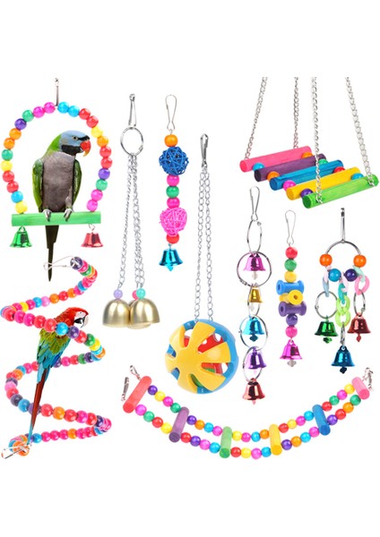 A1-5pcs Tarzı Muhabbet Kuşu Asma Kafes Kuş Kafesi Oyuncakları Güvenilir ve Yenilebilir-Sallanan Asılı Kemirilebilen Isırma Köprüsü Ahşap Boncuk Top Zil Oyuncakları (Yurt Dışından) fiyatları