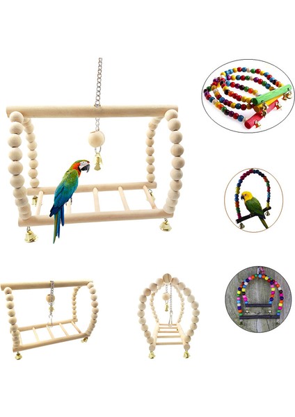 Stil 7 Stili Arap Papağanı Oyuncak Kuş Salıncağı Egzersiz Tırmanma Asma Merdiven Köprü Ahşap Gökkuşağı Evcil Papağan Macaw Hamak Kuş Oyuncak Zil Ile (Yurt Dışından) modelleri