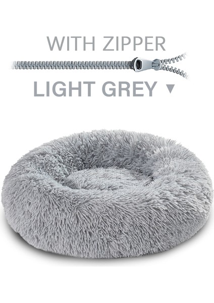 Açık Gri Tarzı M-60CM Süper Pet Kral Köpek Yatağı Fermuarlı Kanepe Çıkarılabilir Köpek Yatak Yıkanabilir Donut Sakinleştirici Uzun Püsküllü Köpek Yatakları Xxl Ayrılabilir Köpek Evi (Yurt Dışından)